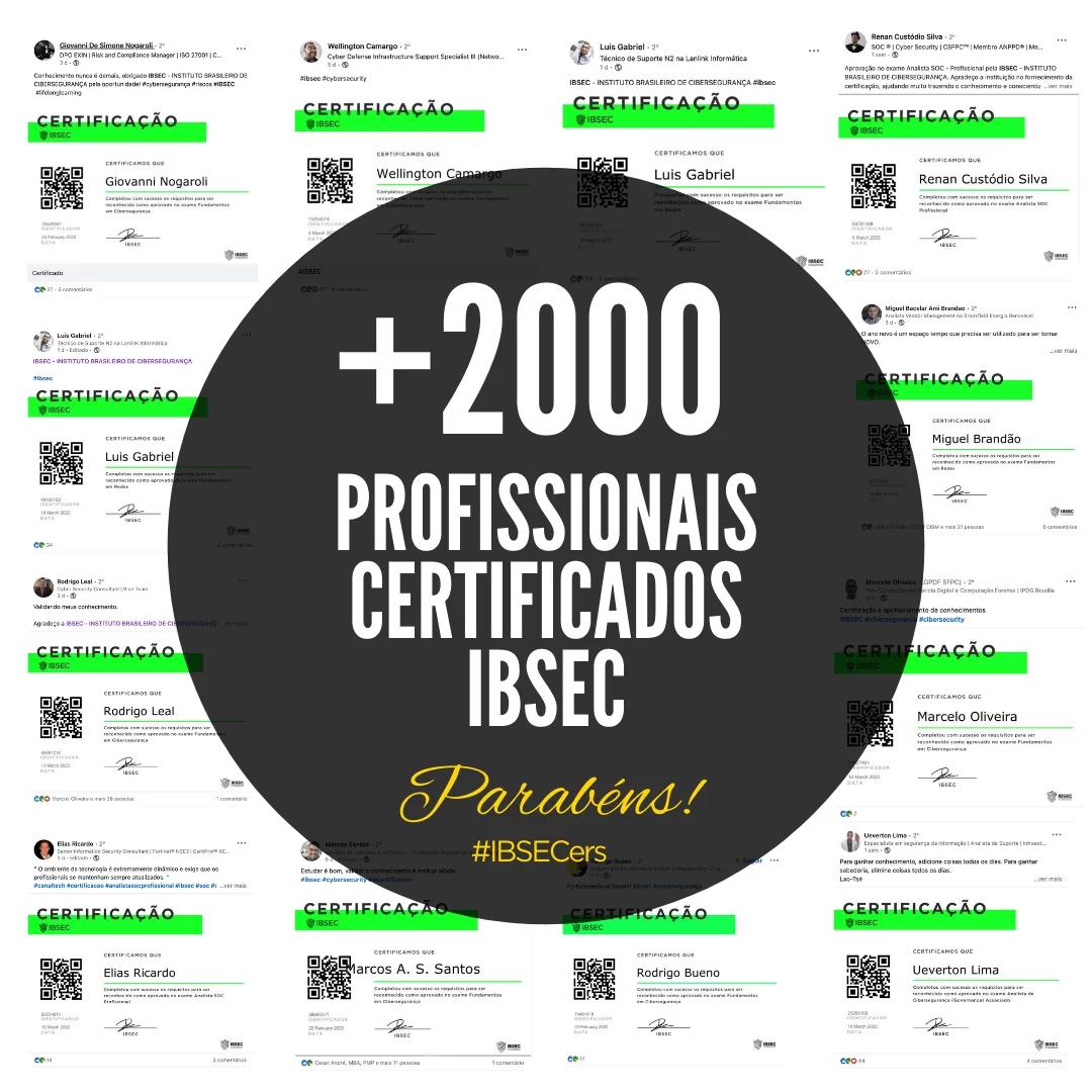A Certificação IBSEC é gratuita e sempre será!